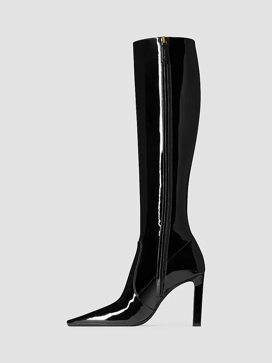 Saint Laurent Women's Francoise Boots in Patent Leather - Black | Thumbnail 4