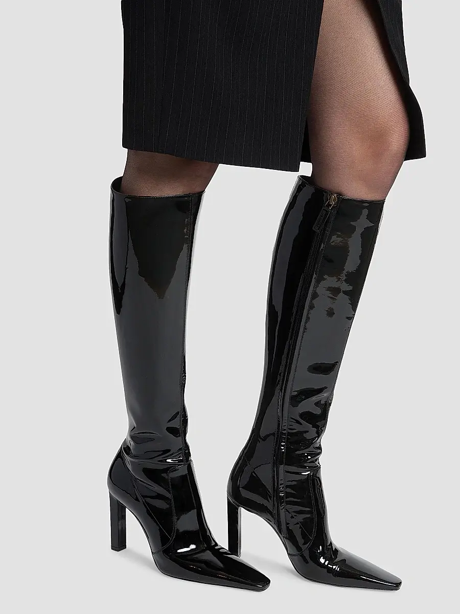 Saint Laurent Women's Francoise Boots in Patent Leather - Black | Thumbnail 7