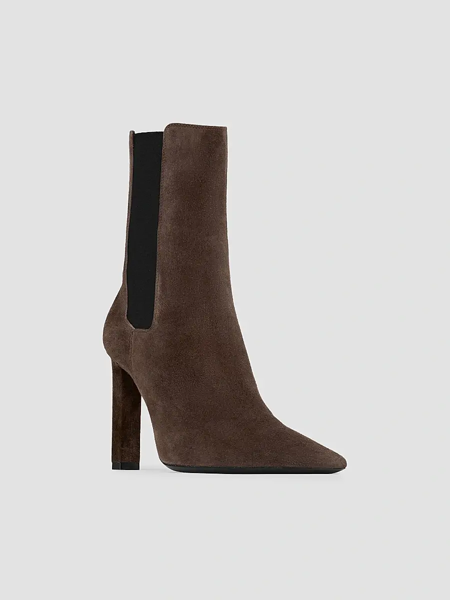 Saint Laurent Women's Francoise Chelsea Boots in Suede - Dark Chocolate | Thumbnail 2 Saint Laurent Women's Francoise Chelsea Boots in Suede - Dark Chocolate | Thumbnail 2