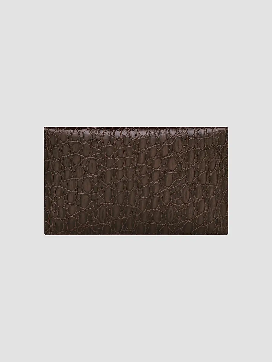 Saint Laurent Women's Paris Pouch in Crocodile-Embossed Leather - Easy Brown | Thumbnail 4