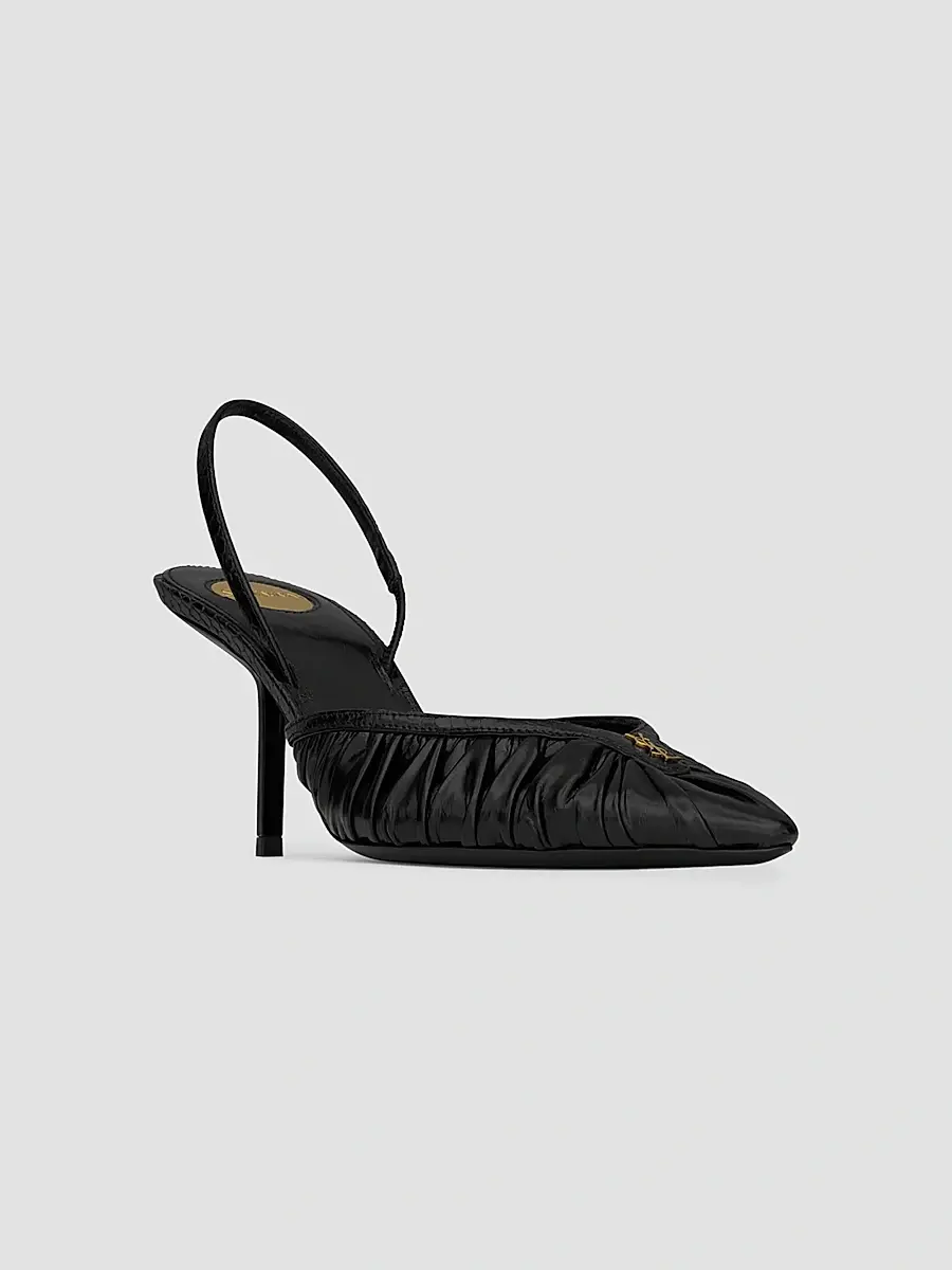 Saint Laurent Women's Folie Slingback Pumps in Smooth Leather and Faux-Python - Black | Thumbnail 2 Saint Laurent Women's Folie Slingback Pumps in Smooth Leather and Faux-Python - Black | Thumbnail 2