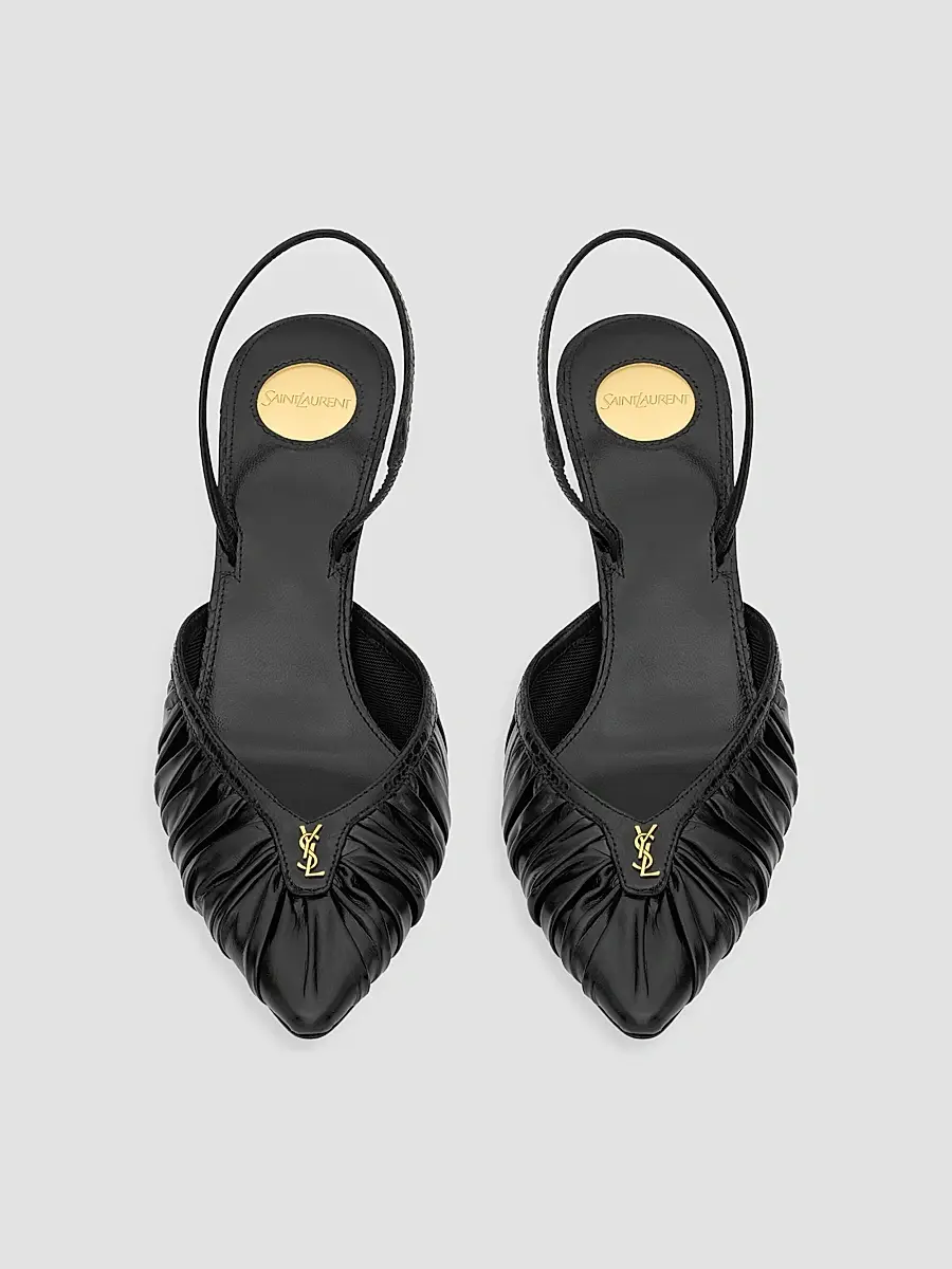 Saint Laurent Women's Folie Slingback Pumps in Smooth Leather and Faux-Python - Black | Thumbnail 3 Saint Laurent Women's Folie Slingback Pumps in Smooth Leather and Faux-Python - Black | Thumbnail 3