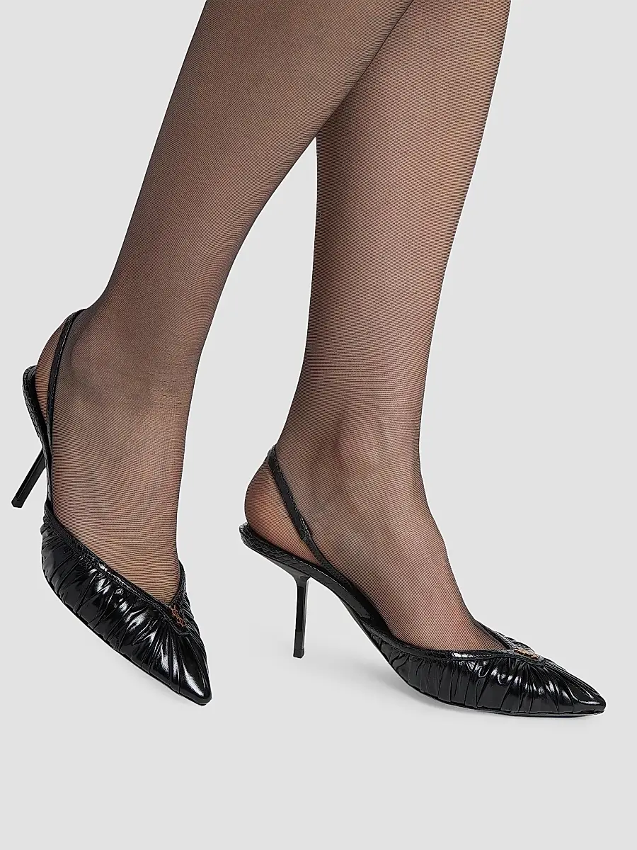 Saint Laurent Women's Folie Slingback Pumps in Smooth Leather and Faux-Python - Black | Thumbnail 6 Saint Laurent Women's Folie Slingback Pumps in Smooth Leather and Faux-Python - Black | Thumbnail 6