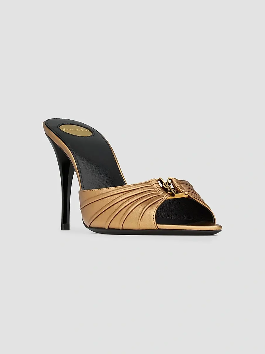 Saint Laurent Women's Babylone Mules in Metallic Leather - Metal Persian | Thumbnail 2 Saint Laurent Women's Babylone Mules in Metallic Leather - Metal Persian | Thumbnail 2