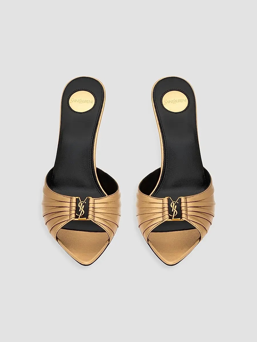 Saint Laurent Women's Babylone Mules in Metallic Leather - Metal Persian | Thumbnail 3 Saint Laurent Women's Babylone Mules in Metallic Leather - Metal Persian | Thumbnail 3