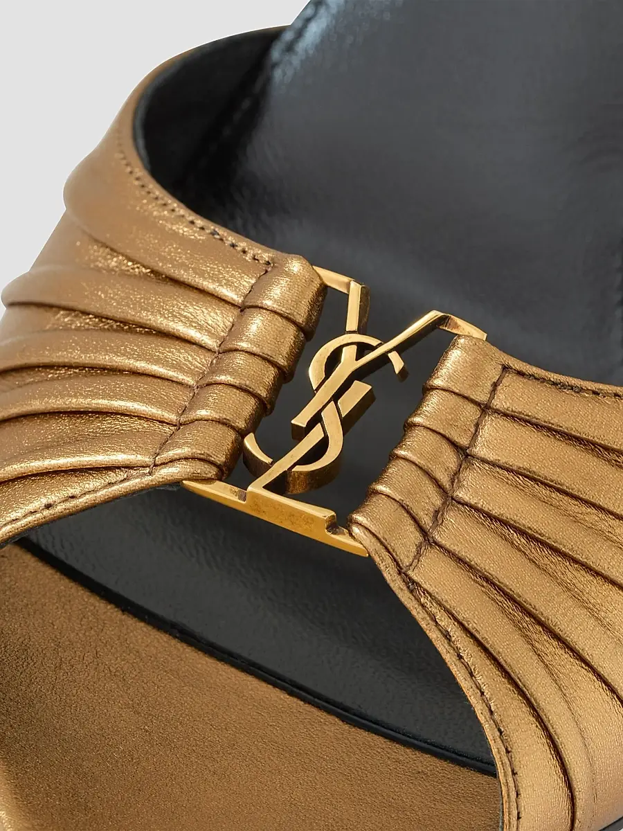 Saint Laurent Women's Babylone Mules in Metallic Leather - Metal Persian | Thumbnail 4 Saint Laurent Women's Babylone Mules in Metallic Leather - Metal Persian | Thumbnail 4