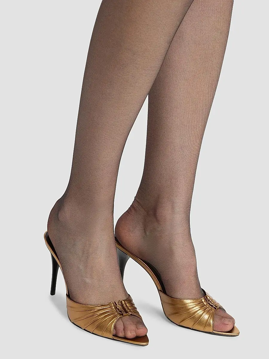 Saint Laurent Women's Babylone Mules in Metallic Leather - Metal Persian | Thumbnail 6 Saint Laurent Women's Babylone Mules in Metallic Leather - Metal Persian | Thumbnail 6