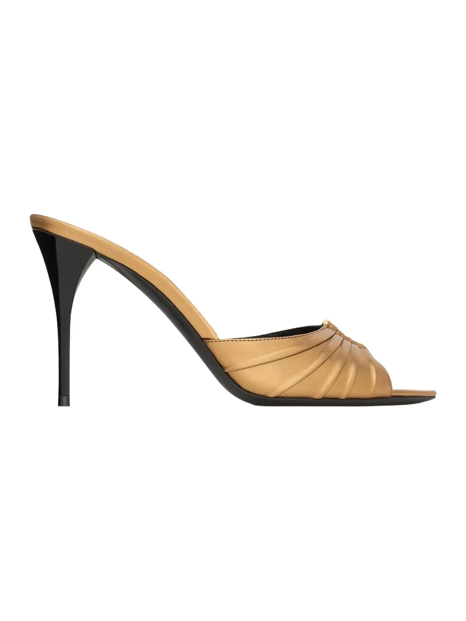 Saint Laurent Women's Babylone Mules in Metallic Leather - Metal Persian
