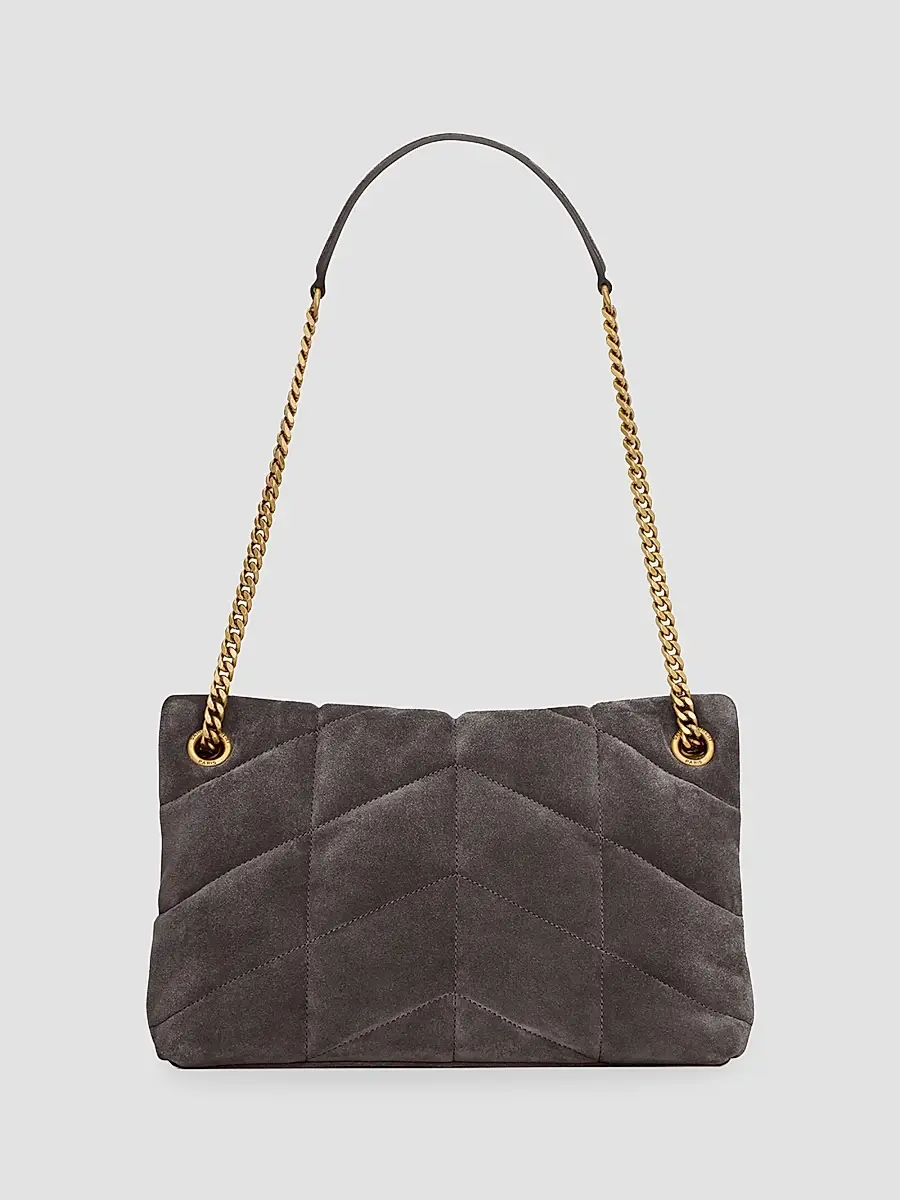 Saint Laurent Women's Puffer Small in Quilted Suede - Urban Grey | Thumbnail 4 Saint Laurent Women's Puffer Small in Quilted Suede - Urban Grey | Thumbnail 4
