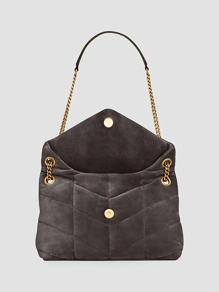 Saint Laurent Women's Puffer Small in Quilted Suede - Urban Grey | Thumbnail 5 Saint Laurent Women's Puffer Small in Quilted Suede - Urban Grey | Thumbnail 5