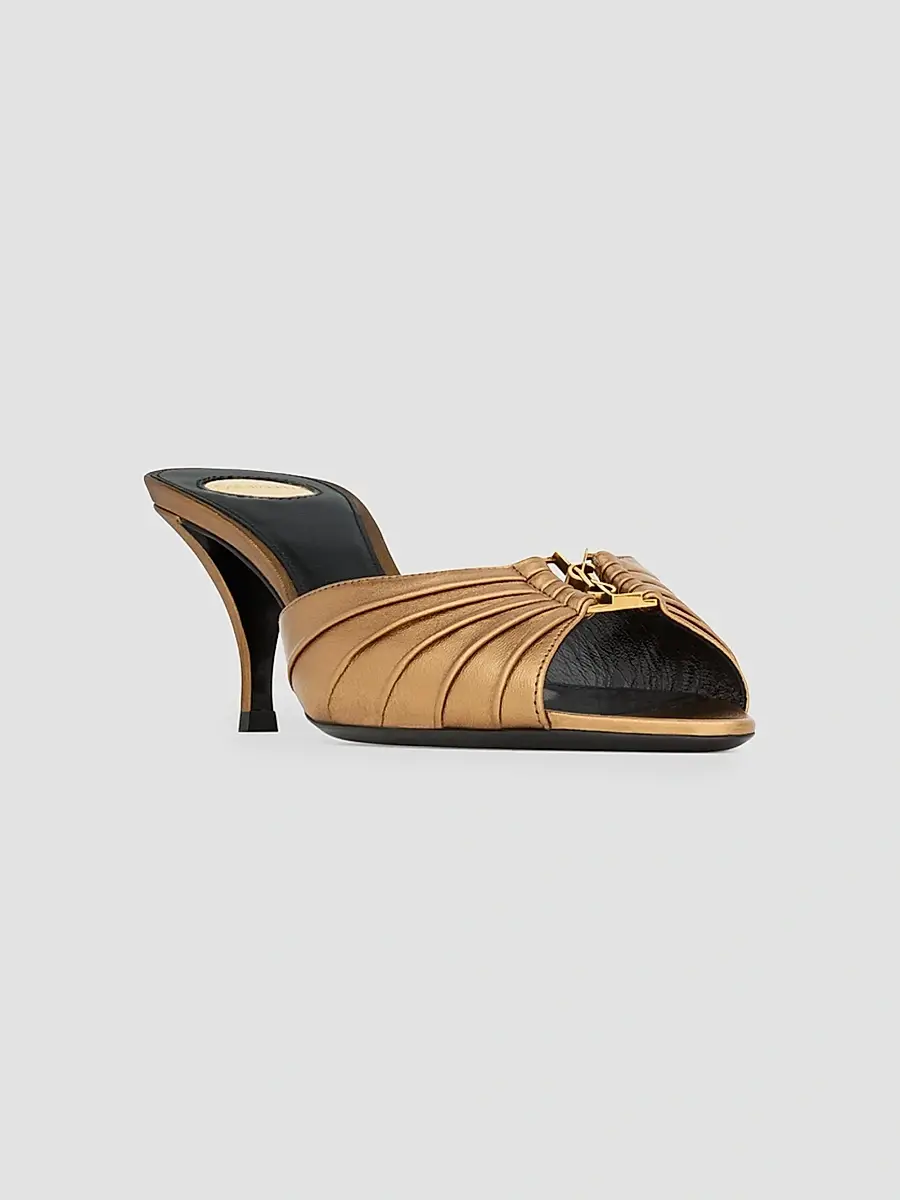 Saint Laurent Women's Babylone Mules in Metallic Leather - Metal Persian | Thumbnail 2 Saint Laurent Women's Babylone Mules in Metallic Leather - Metal Persian | Thumbnail 2