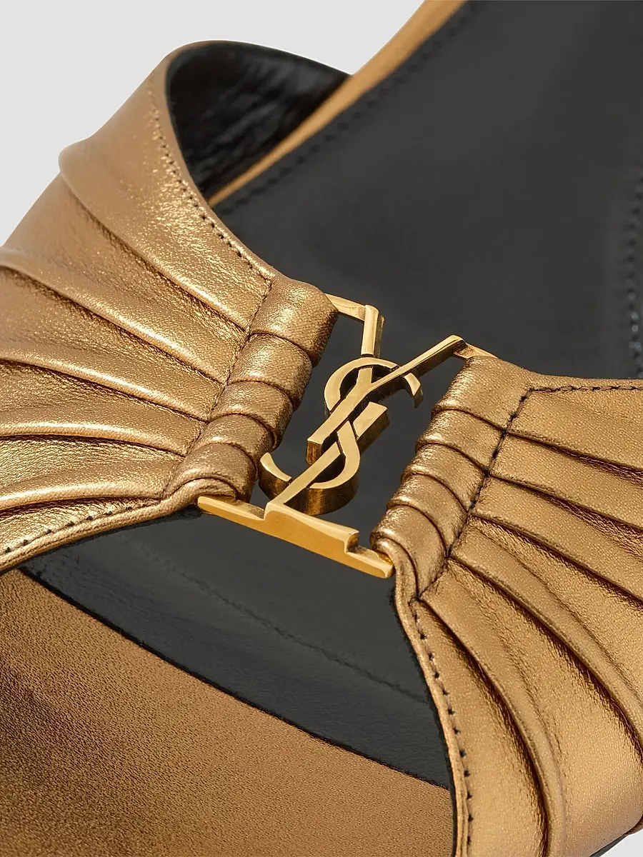 Saint Laurent Women's Babylone Mules in Metallic Leather - Metal Persian | Thumbnail 4 Saint Laurent Women's Babylone Mules in Metallic Leather - Metal Persian | Thumbnail 4