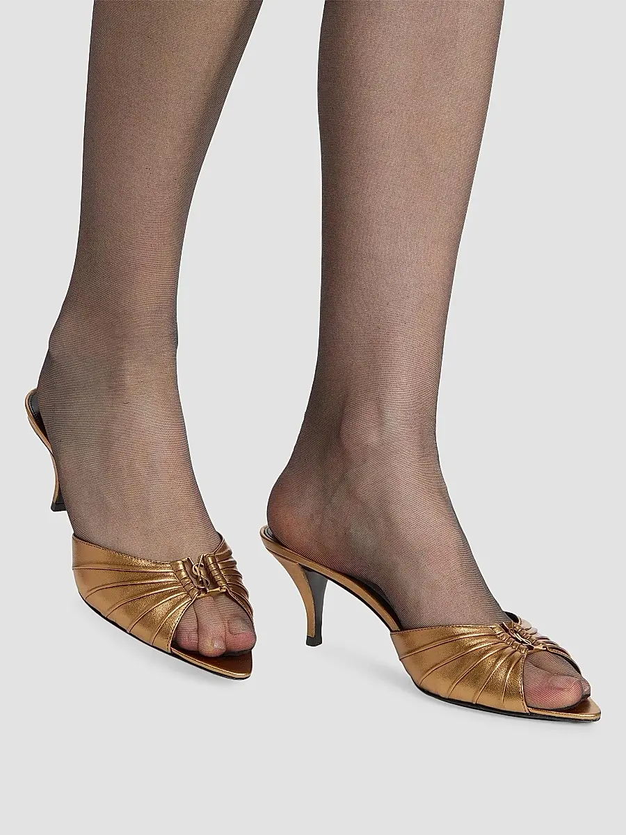 Saint Laurent Women's Babylone Mules in Metallic Leather - Metal Persian | Thumbnail 5 Saint Laurent Women's Babylone Mules in Metallic Leather - Metal Persian | Thumbnail 5