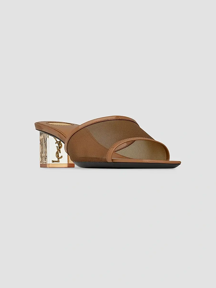 Saint Laurent Women's Sip Mule Sandals in Mesh and Patent Leather - Phard | Thumbnail 2 Saint Laurent Women's Sip Mule Sandals in Mesh and Patent Leather - Phard | Thumbnail 2