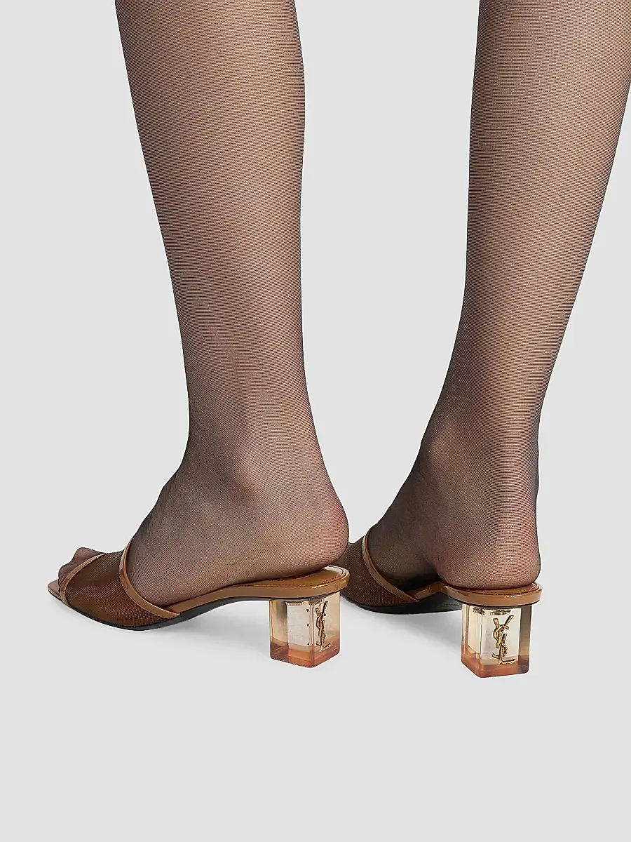 Saint Laurent Women's Sip Mule Sandals in Mesh and Patent Leather - Phard | Thumbnail 5 Saint Laurent Women's Sip Mule Sandals in Mesh and Patent Leather - Phard | Thumbnail 5