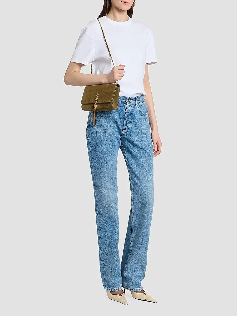Saint Laurent Women's Small Kate Tassel Bijoux Chain Wallet in Suede | Thumbnail 2 Saint Laurent Women's Small Kate Tassel Bijoux Chain Wallet in Suede | Thumbnail 2