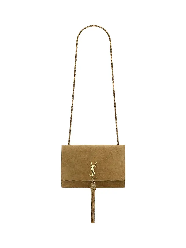 Saint Laurent Women's Small Kate Tassel Bijoux Chain Wallet in Suede | Image 1 Saint Laurent Women's Small Kate Tassel Bijoux Chain Wallet in Suede | Image 1