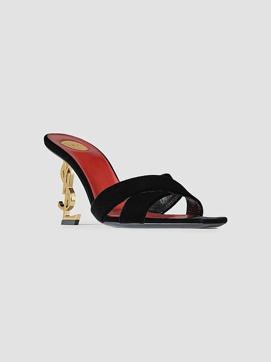 Saint Laurent Women's Opyum Mules in Velvet - Black | Thumbnail 2 Saint Laurent Women's Opyum Mules in Velvet - Black | Thumbnail 2