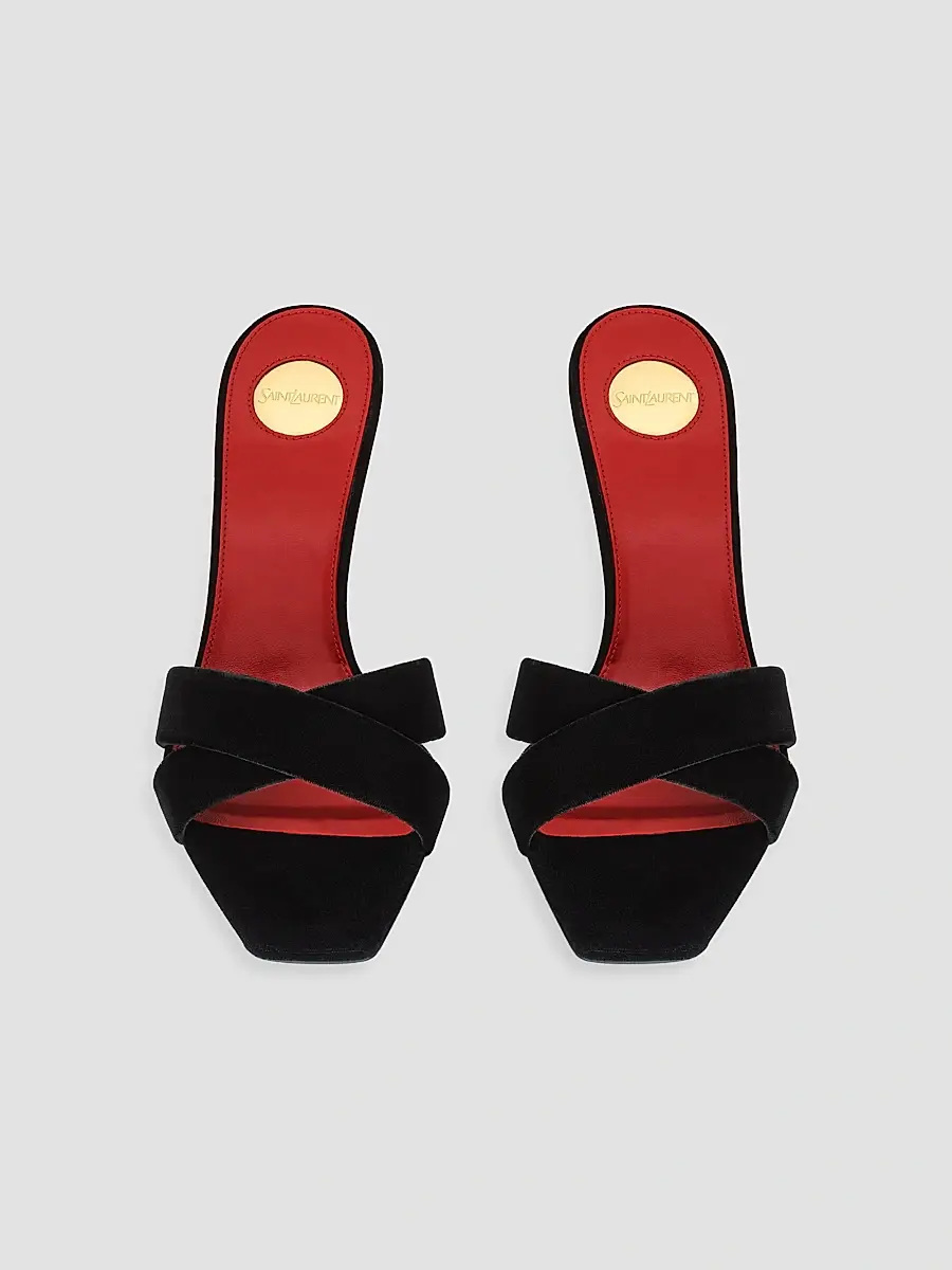 Saint Laurent Women's Opyum Mules in Velvet - Black | Thumbnail 3 Saint Laurent Women's Opyum Mules in Velvet - Black | Thumbnail 3