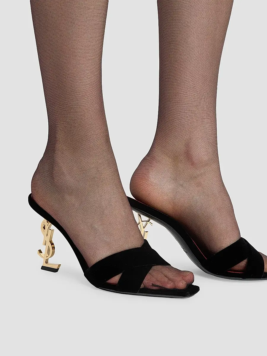 Saint Laurent Women's Opyum Mules in Velvet - Black | Thumbnail 6 Saint Laurent Women's Opyum Mules in Velvet - Black | Thumbnail 6