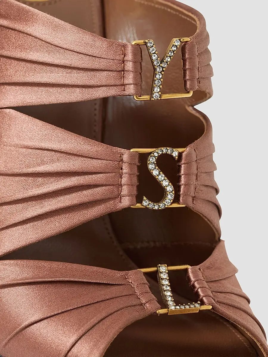 Saint Laurent Women's Emilie Mules in Satin Crepe - Manioc Brown | Thumbnail 4