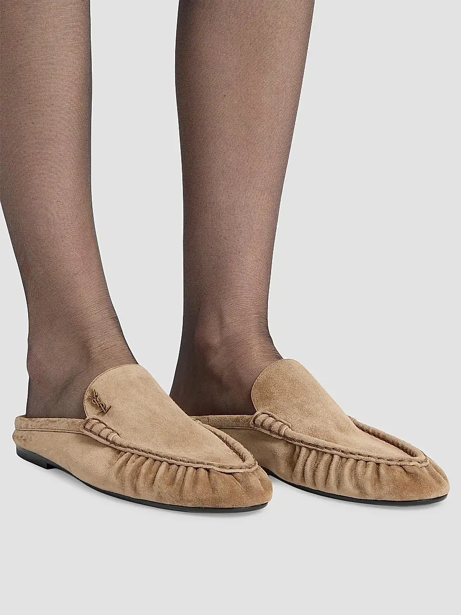 Saint Laurent Women's Le Loafer Mules in Suede - City | Thumbnail 5