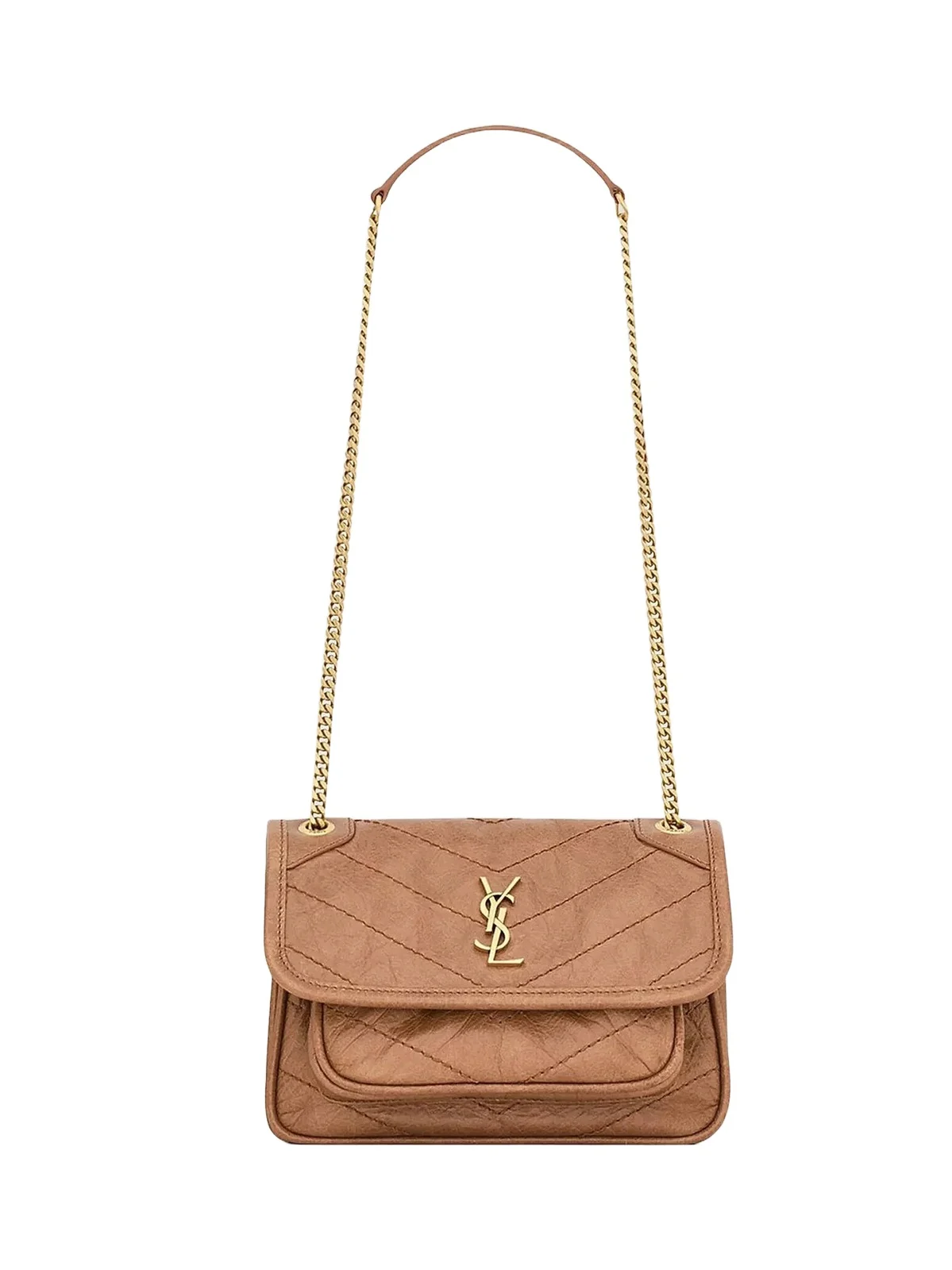 Women's Niki Mini Shoulder Bag in Vintage Leather - Light Caramel