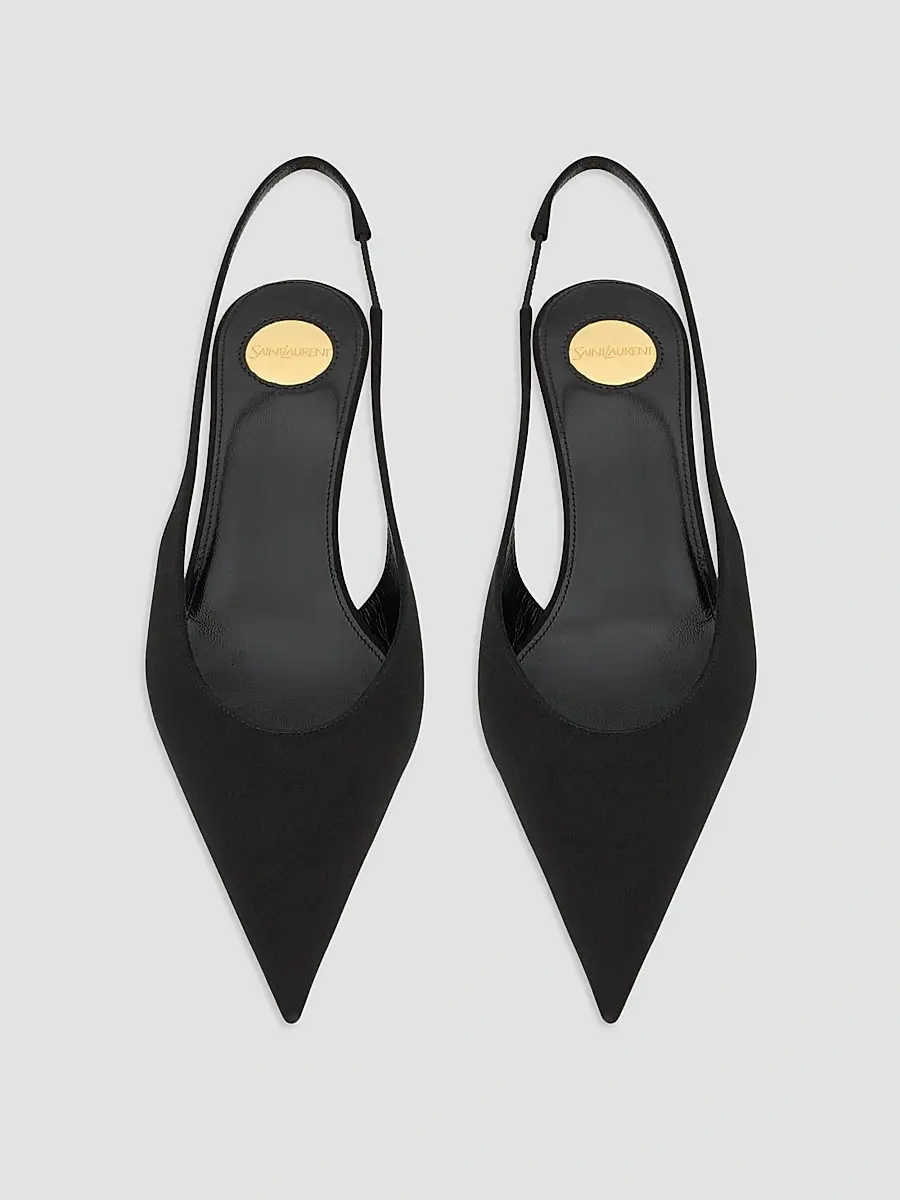 Saint Laurent Women's Fanny Slingback Pumps in Satin Crepe - Black | Thumbnail 3 Saint Laurent Women's Fanny Slingback Pumps in Satin Crepe - Black | Thumbnail 3