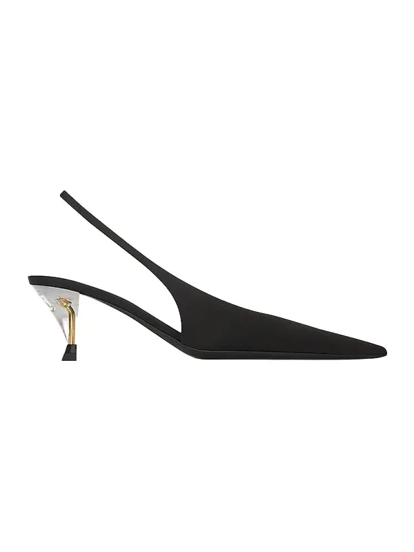 Women's Fanny Slingback Pumps in Satin Crepe - Black