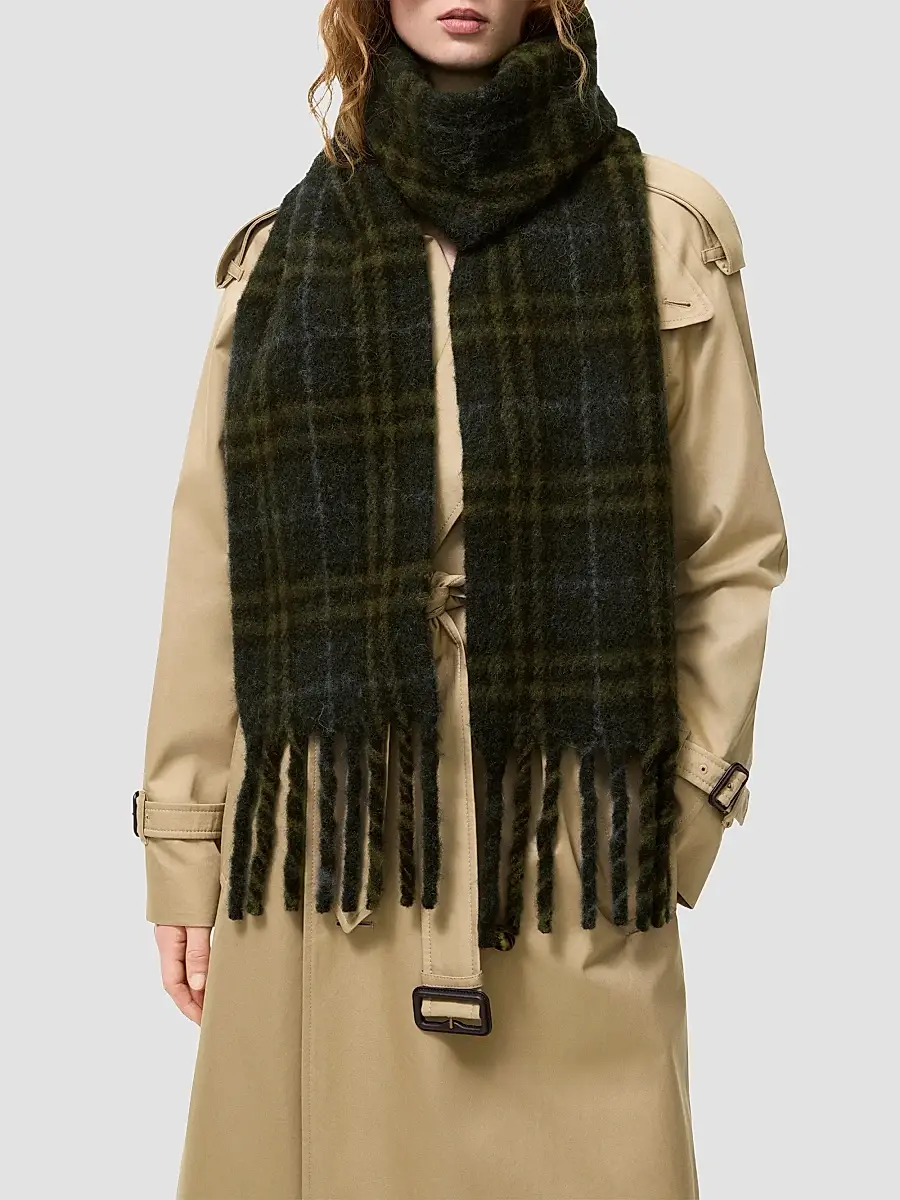 Burberry Women's Narrow Check Alpaca-Wool Scarf | Thumbnail 2