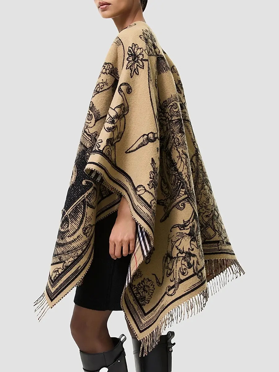 Burberry Women's Reversible Etched Knight Wool Cape | Thumbnail 3 Burberry Women's Reversible Etched Knight Wool Cape | Thumbnail 3
