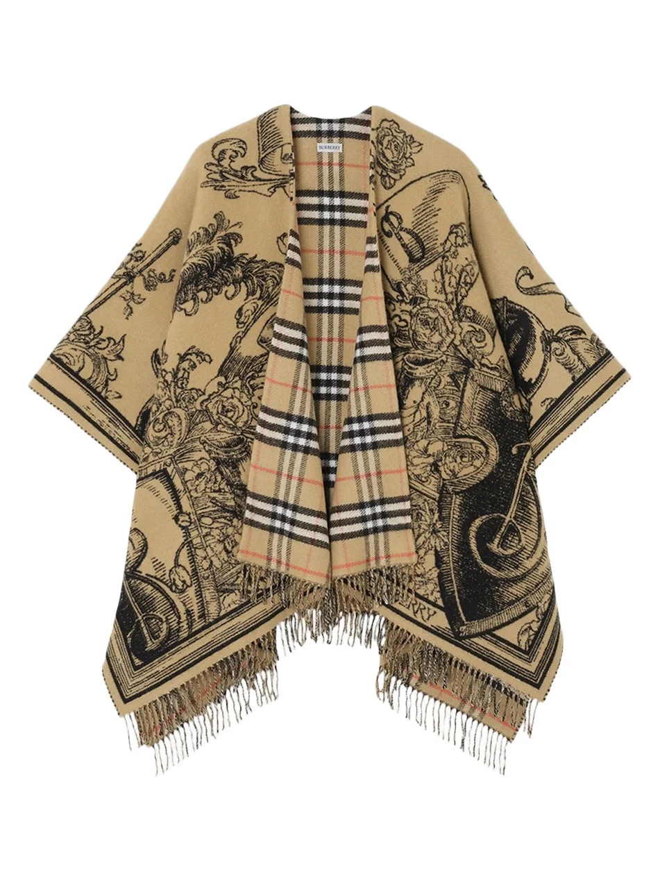 Burberry Women's Reversible Etched Knight Wool Cape