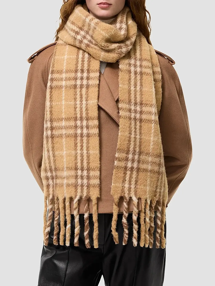 Burberry Women's Narrow Check Alpaca-Wool Scarf | Thumbnail 2 Burberry Women's Narrow Check Alpaca-Wool Scarf | Thumbnail 2