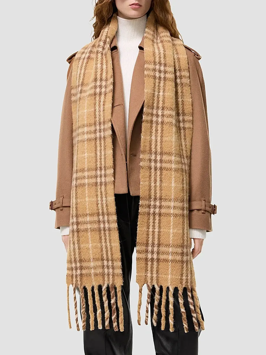 Burberry Women's Narrow Check Alpaca-Wool Scarf | Thumbnail 3 Burberry Women's Narrow Check Alpaca-Wool Scarf | Thumbnail 3