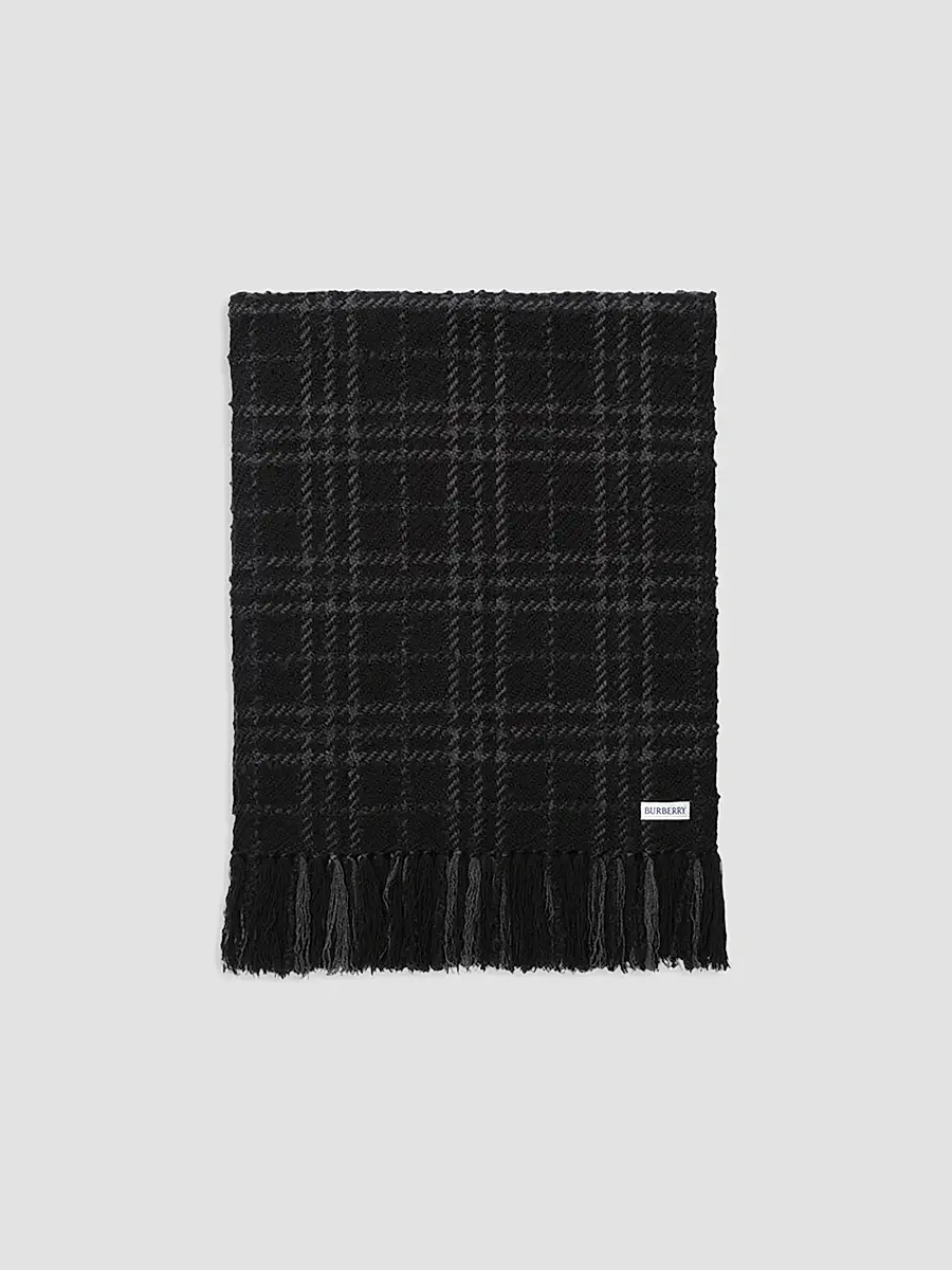 Burberry Women's Embellished Check Bouclé Scarf | Thumbnail 2 Burberry Women's Embellished Check Bouclé Scarf | Thumbnail 2