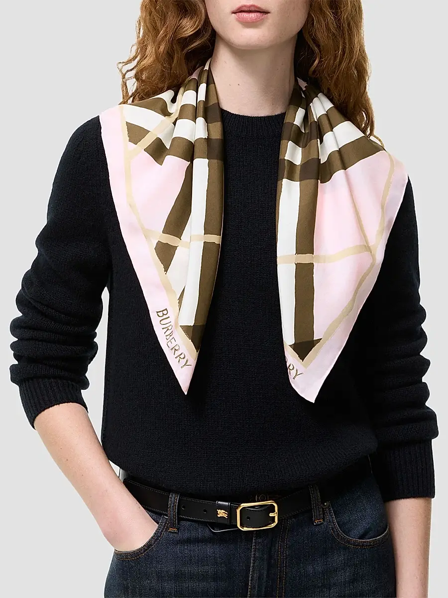 Burberry Women's Watercolor Check Silk Scarf | Thumbnail 3