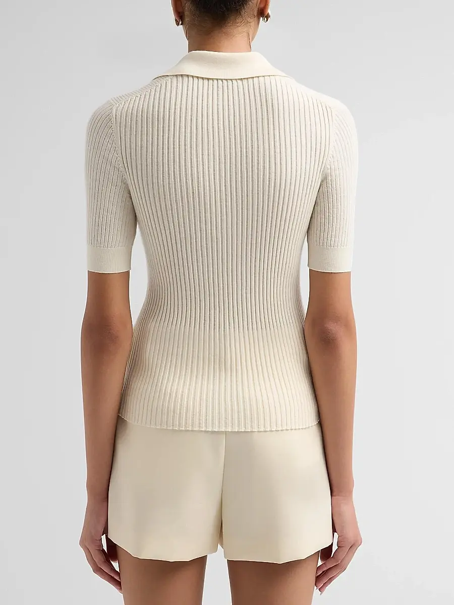 Burberry Women's Rain Rib-Knit Cashmere Polo Shirt | Thumbnail 3 Burberry Women's Rain Rib-Knit Cashmere Polo Shirt | Thumbnail 3