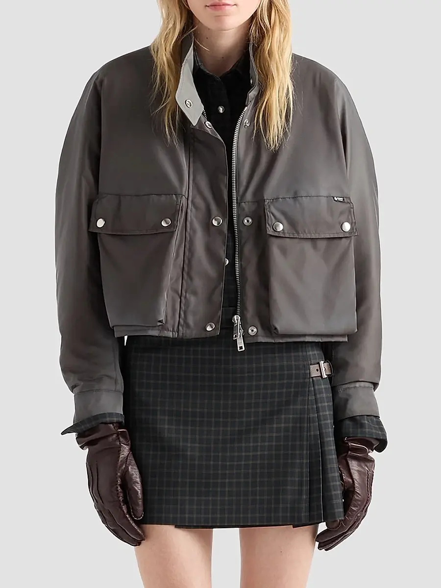 Prada Women's Washed Nylon Blouson Jacket | Thumbnail 2 Prada Women's Washed Nylon Blouson Jacket | Thumbnail 2