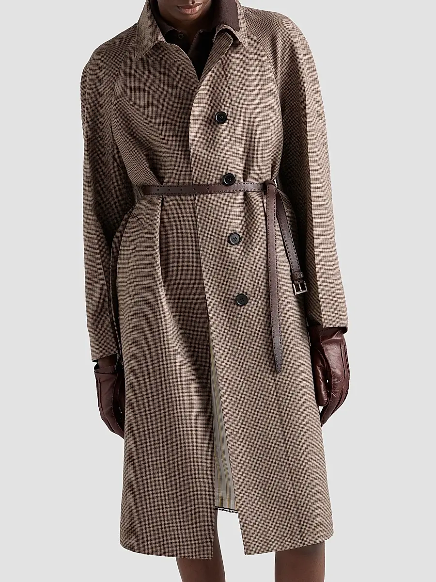 Prada Women's Single-Breasted Houndstooth Check Wool Coat | Thumbnail 3