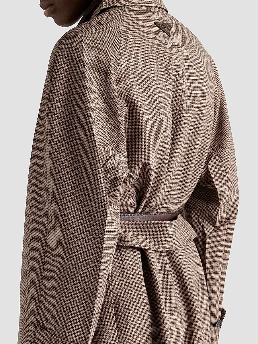 Prada Women's Single-Breasted Houndstooth Check Wool Coat | Thumbnail 5