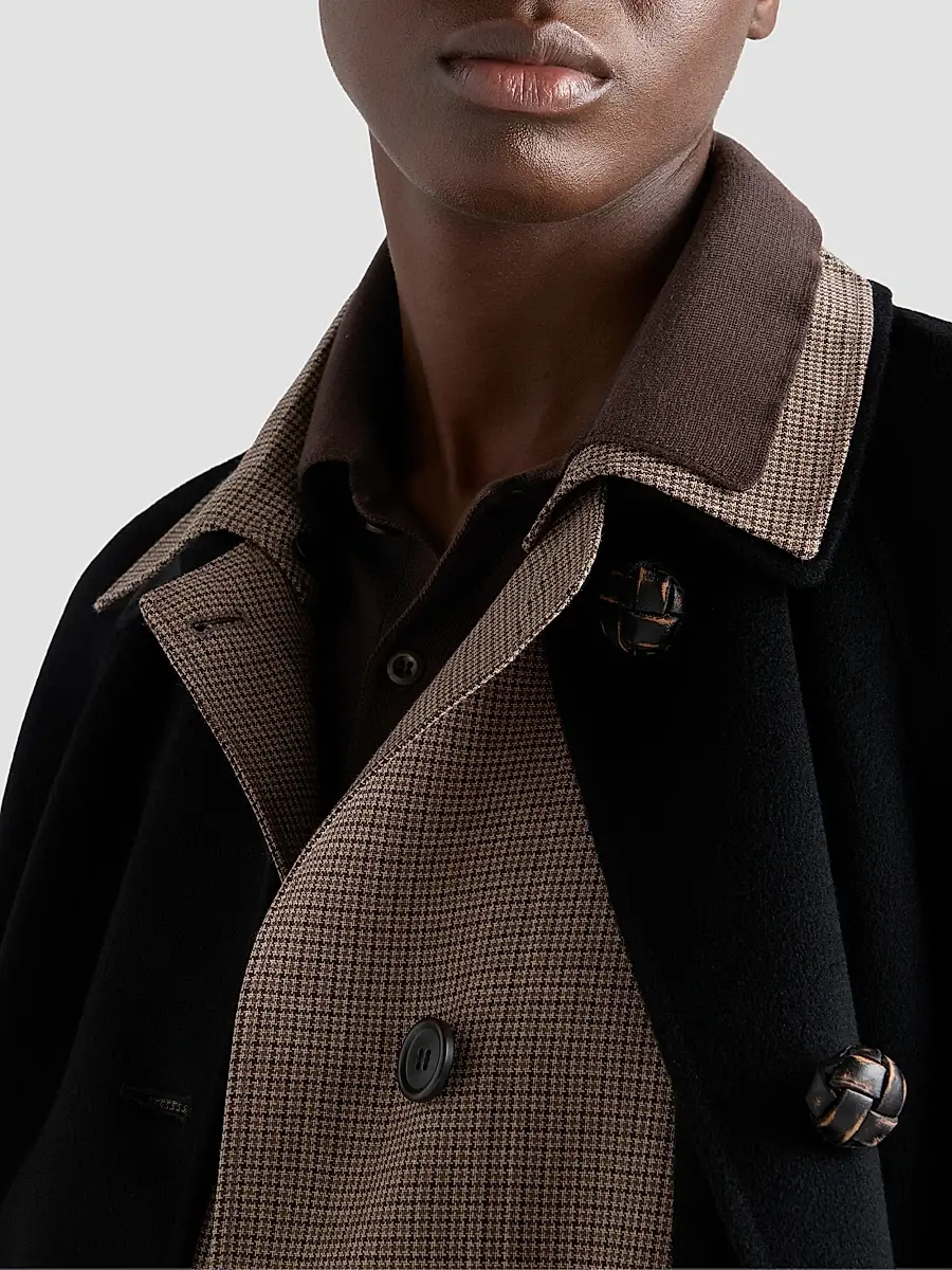 Prada Women's Single-Breasted Houndstooth Check Wool Coat | Thumbnail 6