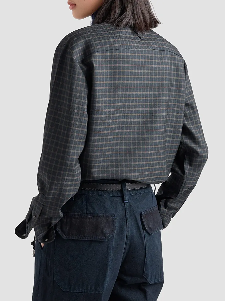 Prada Women's Checked Wool Shirt | Thumbnail 5 Prada Women's Checked Wool Shirt | Thumbnail 5
