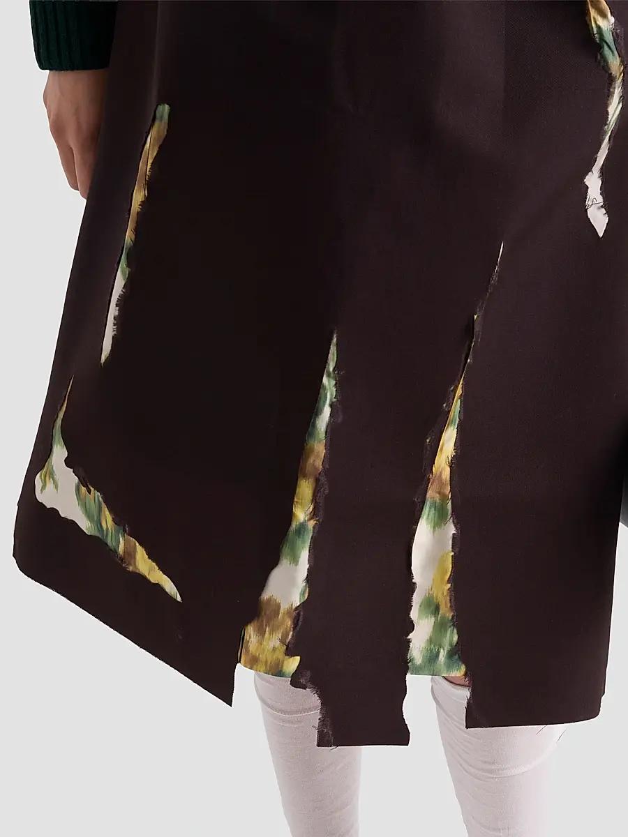 Prada Women's Bonded Gabardine Skirt with Devore Effect - Brown | Thumbnail 6 Prada Women's Bonded Gabardine Skirt with Devore Effect - Brown | Thumbnail 6