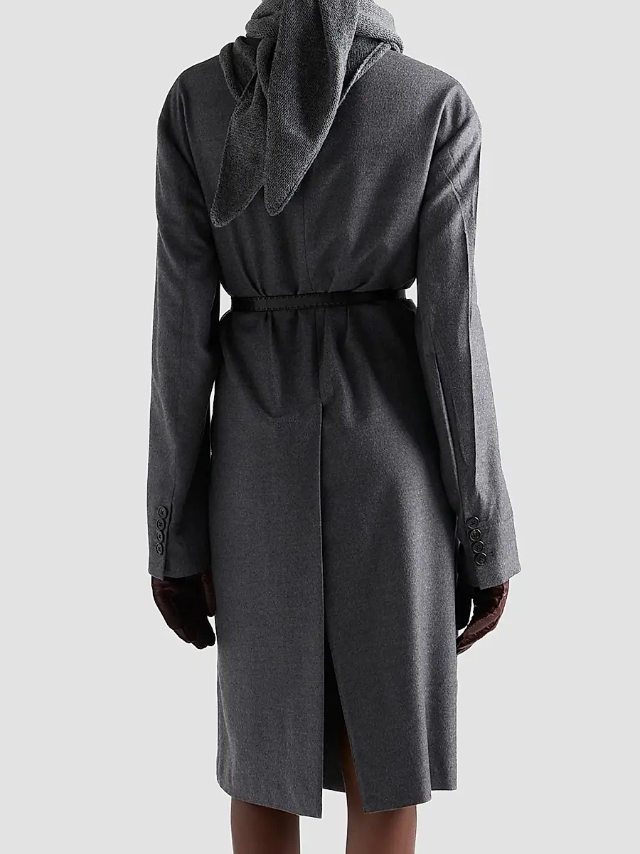 Prada Women's Single-Breasted Cashmere and Wool Coat - Grey | Thumbnail 3