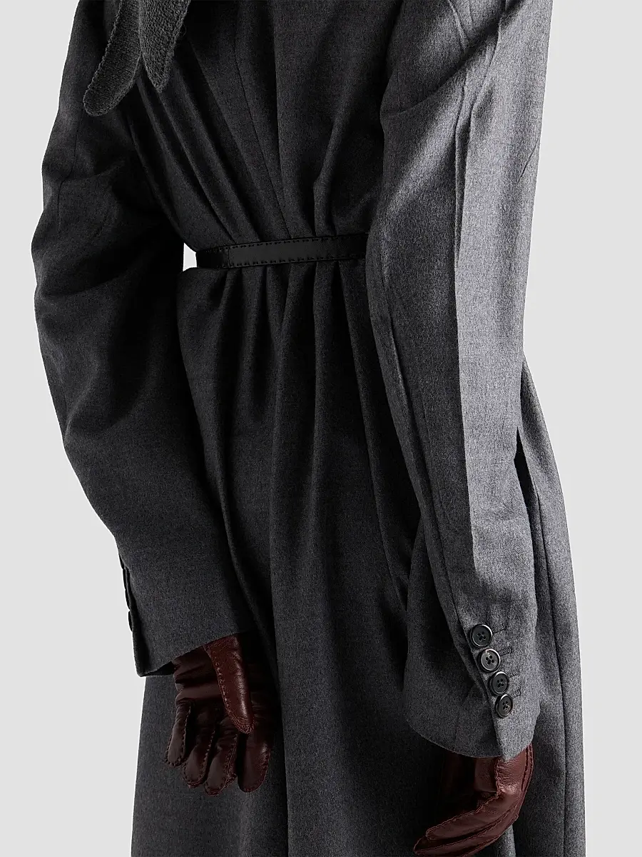 Prada Women's Single-Breasted Cashmere and Wool Coat - Grey | Thumbnail 6