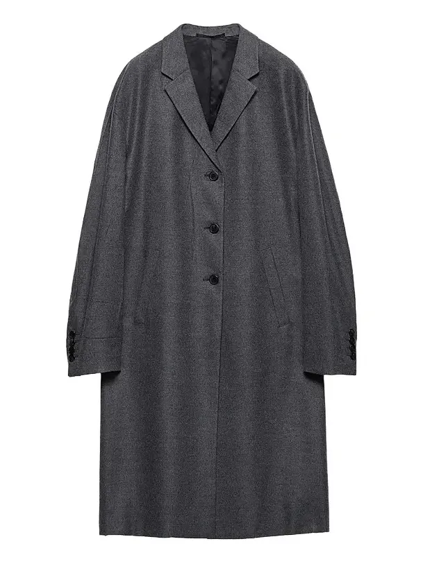 Women's Single-Breasted Cashmere and Wool Coat - Grey