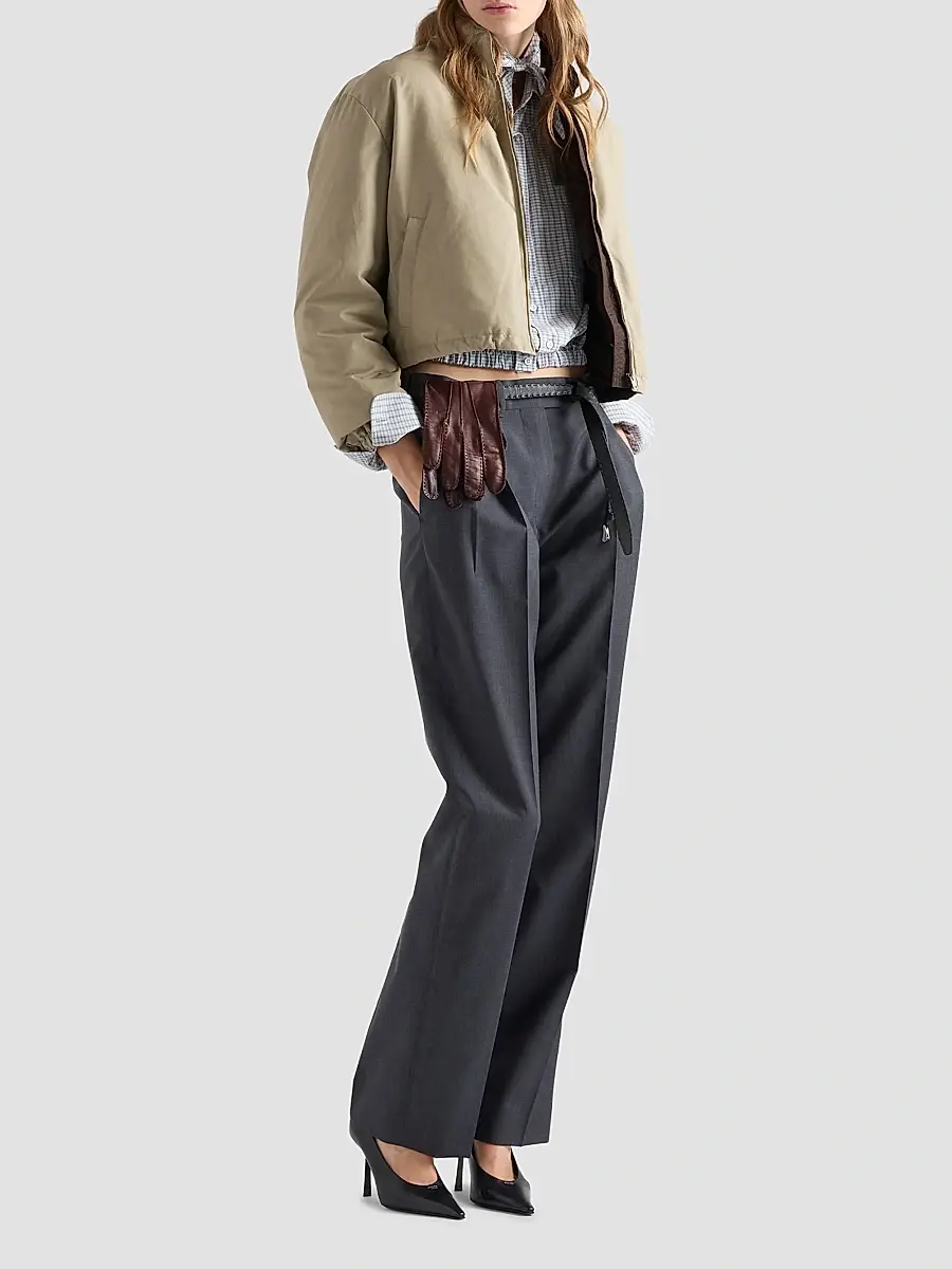Prada Women's Cropped Technical Poplin Down Coat | Thumbnail 2 Prada Women's Cropped Technical Poplin Down Coat | Thumbnail 2