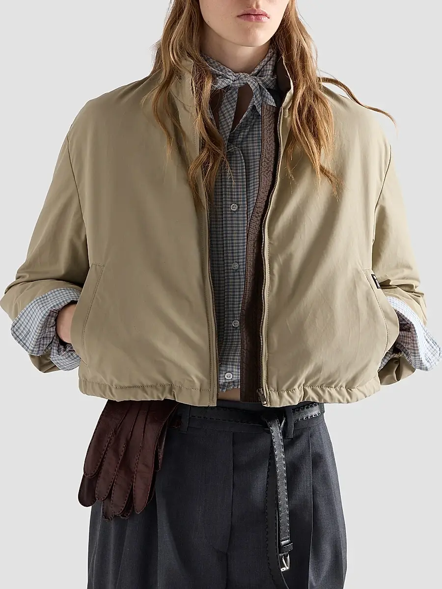 Prada Women's Cropped Technical Poplin Down Coat | Thumbnail 3 Prada Women's Cropped Technical Poplin Down Coat | Thumbnail 3