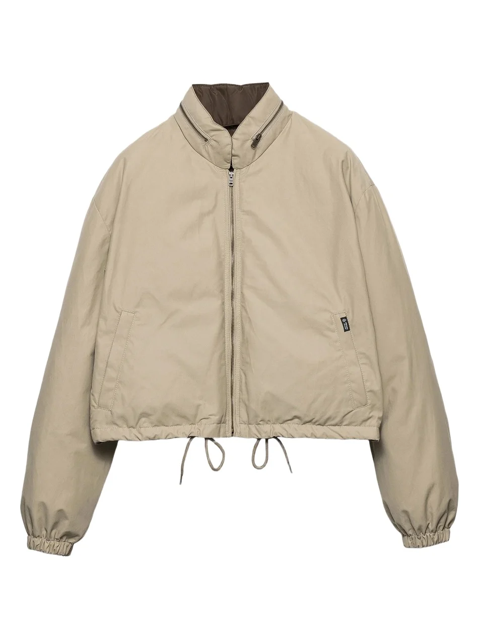 Prada Women's Cropped Technical Poplin Down Coat