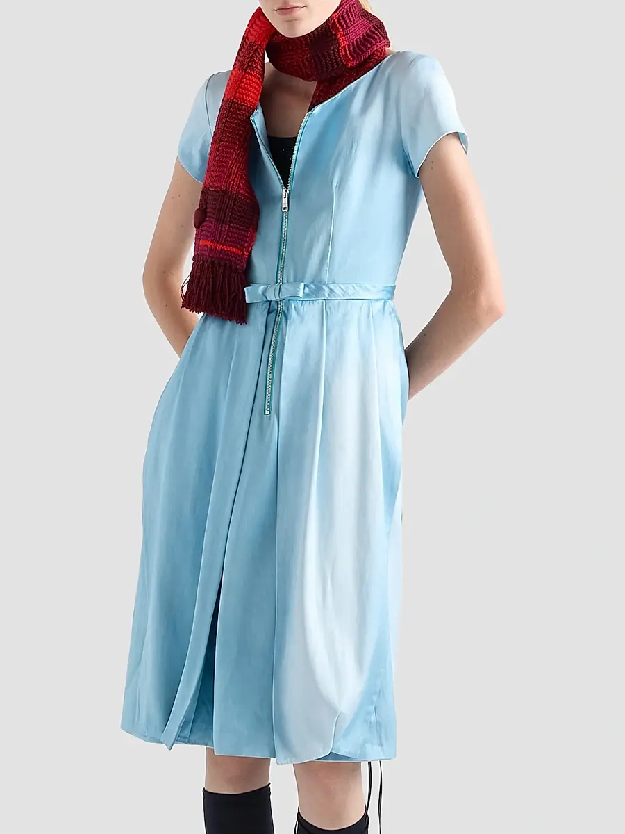 Prada Women's Washed Silk Duchesse Dress | Thumbnail 2 Prada Women's Washed Silk Duchesse Dress | Thumbnail 2